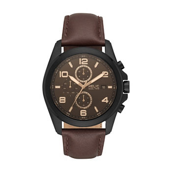 Relic By Fossil Mens Brown Leather Bracelet Watch Zr15946