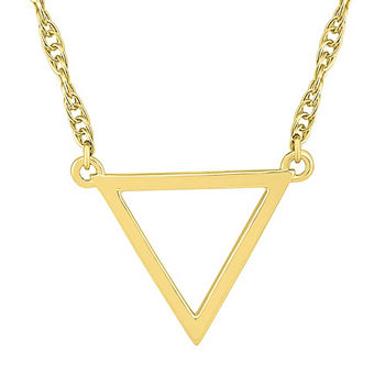 Womens 10K Gold Triangle Pendant Necklace