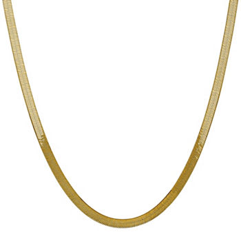 10K Gold 16 Inch Solid Herringbone Chain Necklace