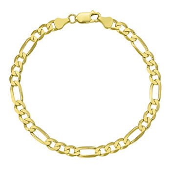 10K Gold 7 Inch Solid Figaro Chain Bracelet