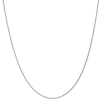 14K White Gold 14 Inch Solid Wheat Chain Necklace
