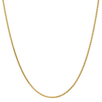 14K Gold 20 Inch Solid Wheat Chain Necklace