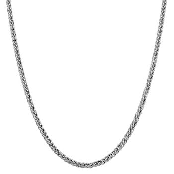 14K White Gold Semisolid Wheat Chain Necklace