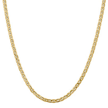 14K Gold 24 Inch Semisolid Anchor Chain Necklace