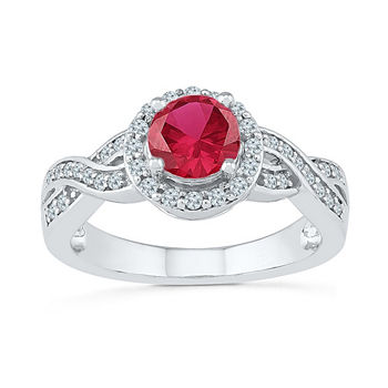 Womens 1/4 CT. T.W. Lab Created Red Ruby Sterling Silver Cocktail Ring