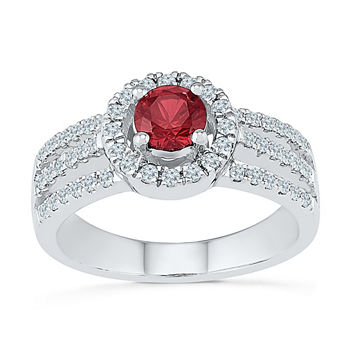 Womens 3/8 CT. T.W. Lab Created Red Ruby Sterling Silver Cocktail Ring