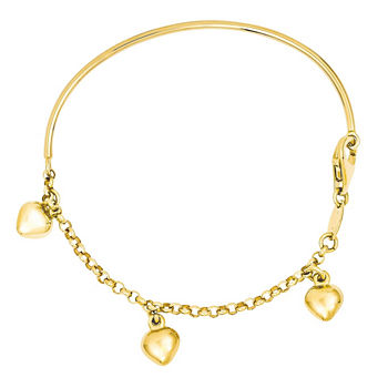 14K Gold Heart Charm Bracelet