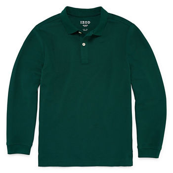 IZOD Little & Big Boys Long Sleeve Wrinkle Resistant Moisture Wicking Polo Shirt
