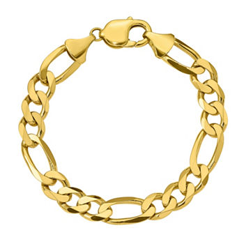 10K Gold 8 Inch Solid Figaro Chain Bracelet