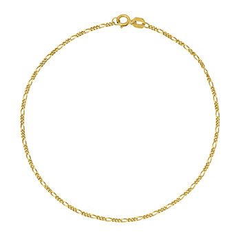 10K Gold 7 Inch Solid Figaro Chain Bracelet