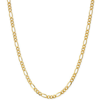 Made in Italy 24K Gold Over Silver Sterling Silver 24 Inch Solid Figaro Chain Necklace