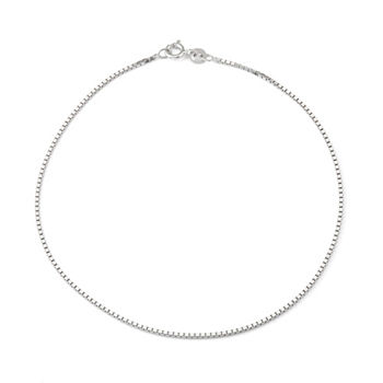 Sterling Silver 10 Inch Solid Box Ankle Bracelet