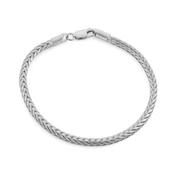 Sterling Silver 7.5 Inch Solid Wheat Cross Chain Bracelet