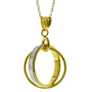 Made In Italy Womens 14K Gold Interlocking Circles Pendant Necklace