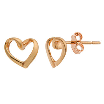 Itsy Bitsy 14K Rose Gold Over Silver 8.4mm Heart Stud Earrings