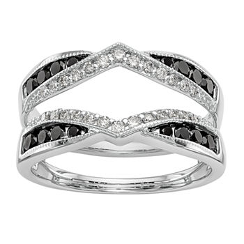 Womens 3/4 CT. T.W. Genuine Multi Color Diamond 14K White Gold Ring Guard