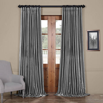 Exclusive Fabrics & Furnishing Extra Wide Vintage Textured Faux Dupioni Energy Saving Blackout Rod Pocket Single Curtain Panel