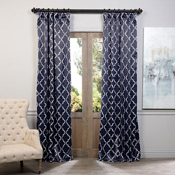 Exclusive Fabrics & Furnishing Printed Blackout Back Tab Single Curtain Panel