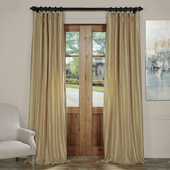 Exclusive Fabrics & Furnishing Vintage Textured Faux Dupioni Energy Saving Light-Filtering Rod Pocket Single Curtain Panel