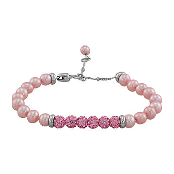 Honora Legacy Dyed Pink Cultured Freshwater Pearl Sterling Silver Beaded Bracelet