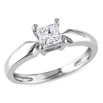 Womens 1/2 CT. T.W. Genuine White Diamond 14K Gold Solitaire Engagement Ring