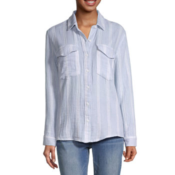 a.n.a Womens Long Sleeve Adaptive Regular Fit Button-Down Shirt