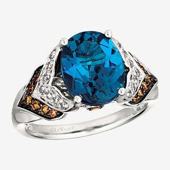 Le Vian Grand Sample Sale™ Ring featuring 4 CT. T.W. Deep Sea Blue Topaz™, 1/5 CT. T.W. Chocolate Diamonds® , 1/6 CT. T.W. Nude Diamonds™  set in 14K Vanilla Gold®