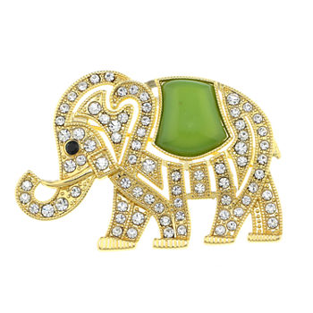 Monet® Crystal and Green Stone Elephant Pin