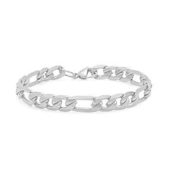 Steeltime Stainless Steel 8 1/2 Inch Figaro Chain Bracelet
