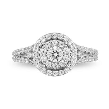 Enchanted Disney Womens 1 CT. T.W. Genuine White Diamond 14K Rose Gold Engagement Ring