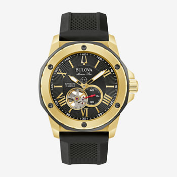 Bulova Marine Star Mens Automatic Black Strap Watch 98a272