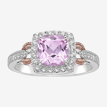 Womens Lab Created Pink Sapphire 10K Rose Gold Over Silver Sterling Silver Cocktail Ring