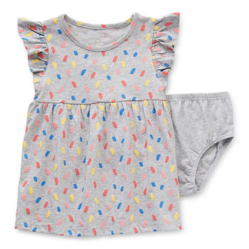 Okie Dokie Baby Girls Short Sleeve Flutter Sleeve A-Line Dress