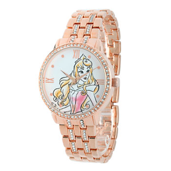 Disney Auroroa Princess Sleeping Beauty Womens Rose Goldtone Stainless Steel Bracelet Watch W001827
