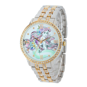 Disney Ariel Princess The Little Mermaid Womens Two Tone Stainless Steel Bracelet Watch W001828