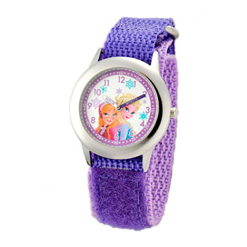 Disney Frozen Anna and Elsa Girls Purple Time Teacher Watch-W001228