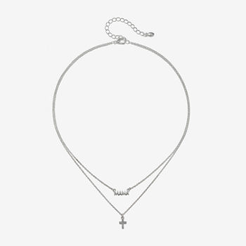 Bijoux Bar Mama 16 Inch Link Cross Chain Necklace