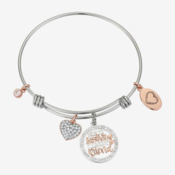 Footnotes Mom Stainless Steel Heart Round Bangle Bracelet