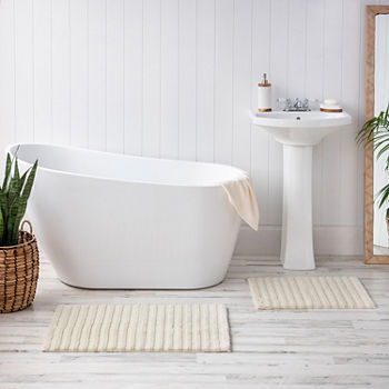 Welhome Stripe Texture 2-pc. Quick Dry Bath Rug Set
