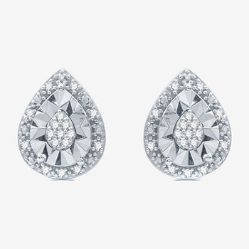 Limited Time Special! 1/10 CT. T.W. Genuine White Diamond Sterling Silver Pear Stud Earrings