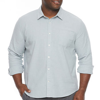 Mutual Weave Big and Tall Mens Regular Fit Long Sleeve Button-Down Shirt
