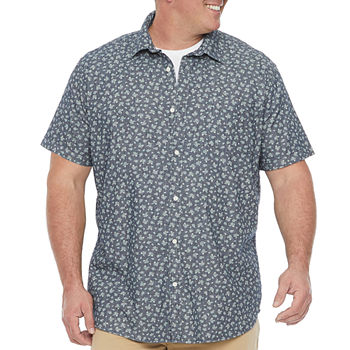 mutual weave Big and Tall Mens Regular Fit Short Sleeve Floral Button-Down Shirt