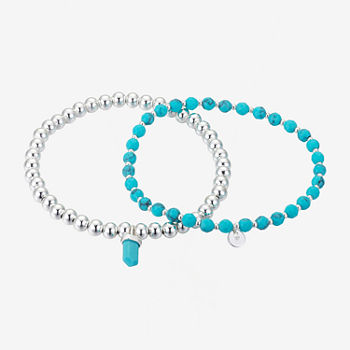 Footnotes Pure Silver Over Brass 2-pc. Reconstituted Turquoise Bracelet Set