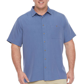 Campia Sport Big and Tall Mens Regular Fit Short Sleeve Tonal Button-Down Shirt
