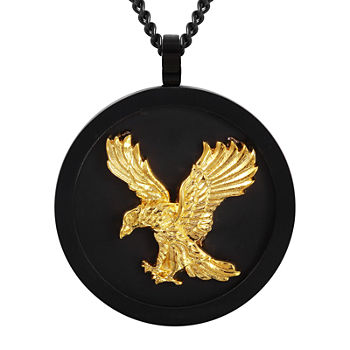 Mens Two-Tone Stainless Steel Eagle Pendant Necklace