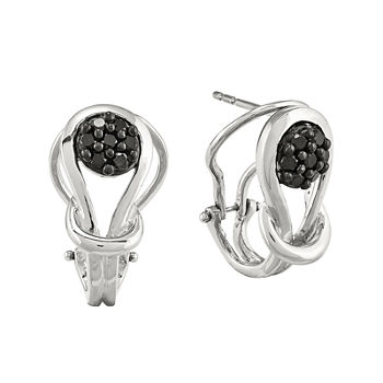 1/4 CT. T.W. Color-Enhanced Black Diamond Sterling Silver Love Knot Post Earrings