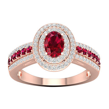 Womens 1/2 CT. T.W. Lead Glass-Filled Red Ruby 10K Gold Cocktail Ring