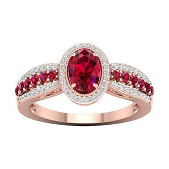 Womens 1/5 CT. T.W. Lead Glass-Filled Red Ruby 10K Gold Cocktail Ring