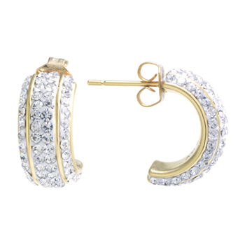 Sparkle Allure Crystal Brass Hoop Earrings