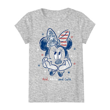 Disney Little & Big Girls Crew Neck Minnie Mouse Short Sleeve Graphic T-Shirt